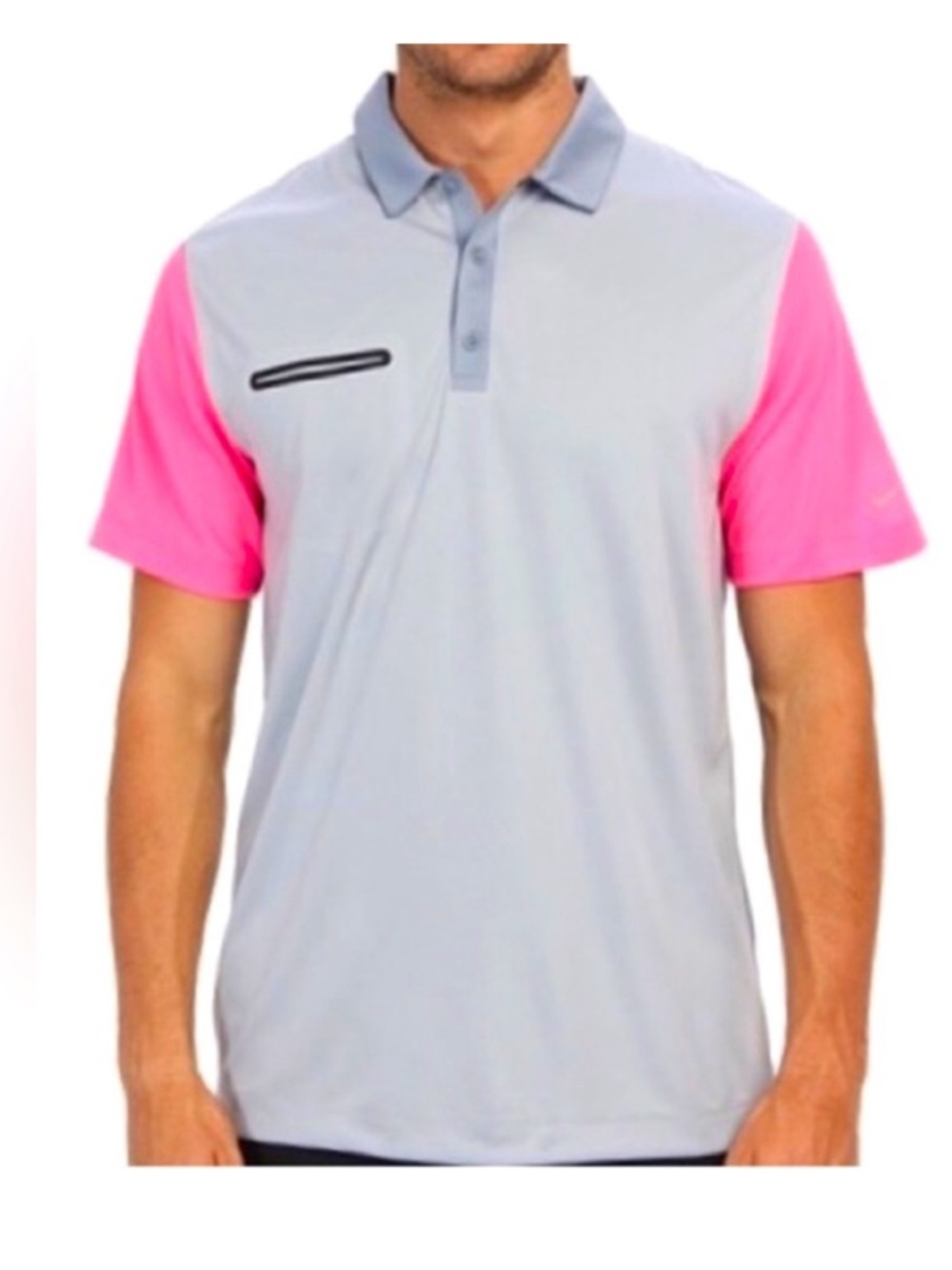 Nike Golf Tour Performance Dri-Fit Pink Gray Athletic Polo Shirt XXL